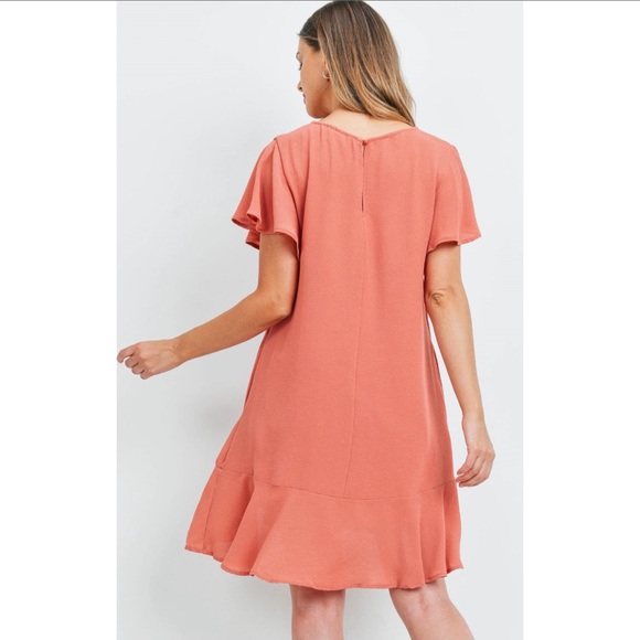 Boutique Ruffle sleeve coral dress NWT - Picture 3 of 4
